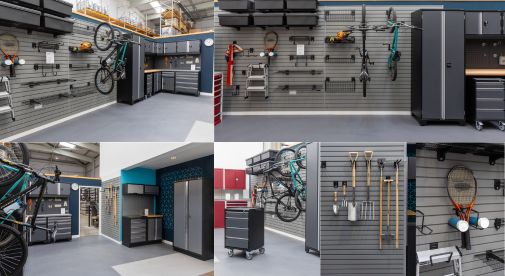 many pictures of inside a garage