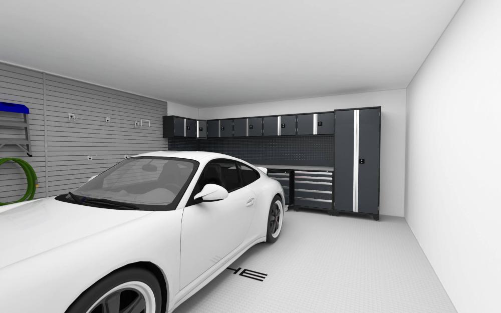 inside of garage with floor tiles 