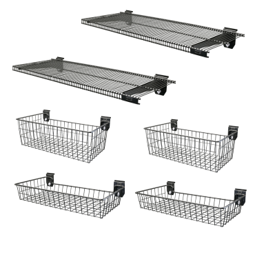Garage Basket and Shelf Wall Storage Kit EVOPanel™ Kit  - 6 Accessories EP165