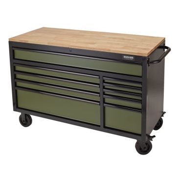 A black and green tool cabinet with multiple drawers for organizing tools efficiently.