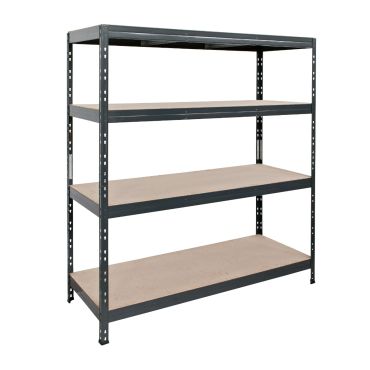 400kg UDL heavy duty black shelving unit with three shelves, perfect for fast assembly in any environment. SSP® provides reliable storage solutions.
