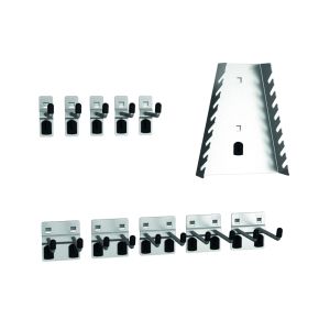 Eleven piece tool hook kit for perforated panels
