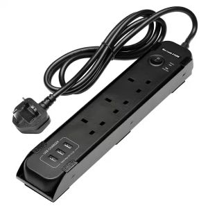 Draper BUNKER UK 3-Way Power Strip with USB & Magnetic Holder – 13A 3-Pin Plug 31713