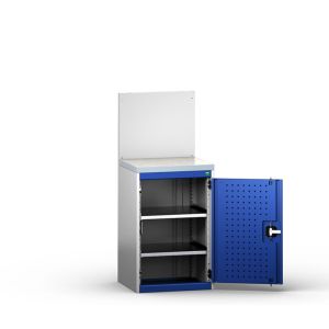 Free-standing assembly of floor cabinets with back panels and worktops. Width options: 525mm, 800mm, and 1050mm. Perfect for optimizing available space.