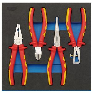 Draper 63216 4 Piece VDE Approved Fully Insulated Plier Set With EVA Drawer Tray Insert.