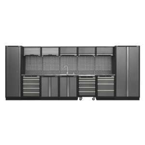 Sealey 12 Cabinet Set 4.9m APMSSTACK17W & APMSSTACK17SS Superline Pro Range