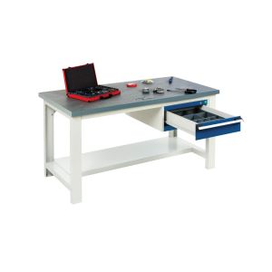 Bott Cubio: Strong, robust braced framework benches with optional cabinets and drawers. 800kg UDL capacity, 10-year guarantee. 1500mm or 2000mm width, 840mm high.