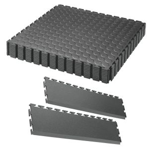 EvoTile Professional tile 7mm Raised Disk Texture In Graphite Double Garage 36m² Bundle