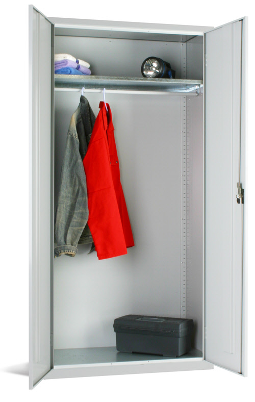Steel Wardrobe Cupboard With Hanging Rail, Storing Clothes In Garage Uk